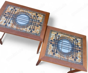 Seltene Vintage Satztische | Nesting Tables mit Keramikfliesen, Brutalismus (Dänisches Design, 60er)