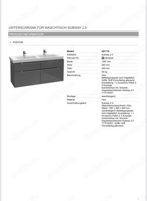 Doppel Waschtischunterschrank Villeroy & Boch Subway 2.0 (NEU)