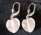 Herzohrringe 925 Silber rhodiniert mit Rosenquarz und Brisuren
