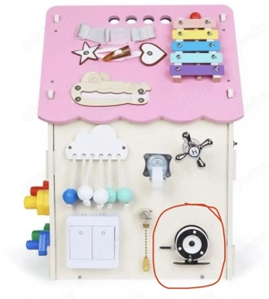 COSTWAY Kinder Spielhaus aus Holz, pädagogisches Spielzeughaus mit Sinnesspielen 