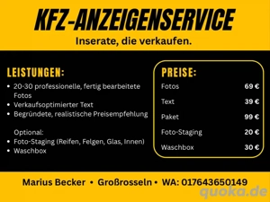 Kfz-Anzeigenservice - 20 bis 30 Fotos + Anzeigentext + Preisstrategie - Paket 99 