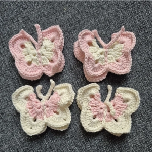 4 Schmetterlinge in 3d Optik gehäkelt im set, Handarbeit 