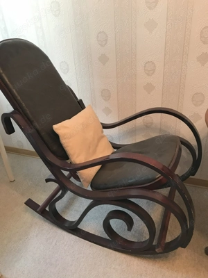 Schaukelstuhl Holz   Leder im Thonet-Stil