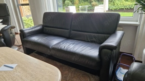 Wohnzimmer-Couch, Leder schwarz, 3-Sitzer und 2-Sitzer, gebraucht