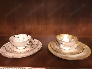 Porzellan Sammelgedecke 3tlg mit Goldrand