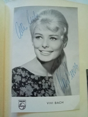 Autogrammkarte Schauspielerin Sängerin Vivi Bach 1960er Jahre