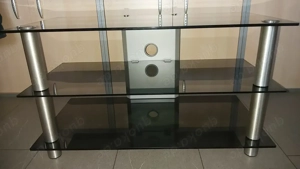 TV-RACK mit 3 Rauchglasplatten und Kabelblende
