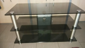 TV-RACK mit 3 Rauchglasplatten und Kabelblende Bild 2