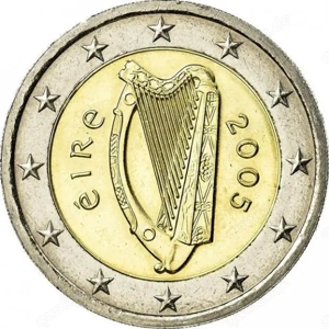 zwei Euro Münze, Irland, Keltische Harfe 
