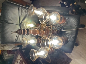 Kronleuchter Deckenlampe Lüster Holz Messing Bild 3