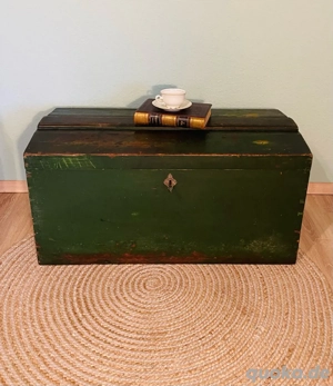 Truhe, Aussteuertruhe, antik, 1890er, Beschläge, Aufbewahrung, farbliche Patina, Landhaus
