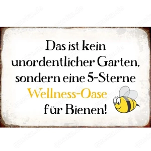 Schönes Blechschild Wellness Oase für Bienen 20x30 cm