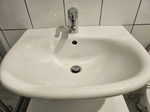 Keramik Waschbecken weiß inkl. Sanibel Wasserhahn Chrom