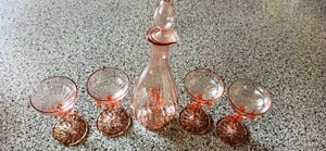 Lauscha Bimini Art Deco 4 Stk. Likörgläser mit Karaffe Herstellung etwa 1925 -1930 gut erhalten