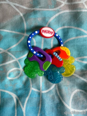Nuby Baby Beißring Zahnhilfe Greifen Schlüssel gebraucht guter Zustand