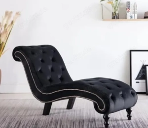 Edles Recamiere   Sofa in Samt-Schwarz - neuwertig!