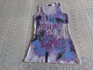 Damen - Vintage - Top, Shirt, Longtop, Gr. 34 bzw. ca. Gr. XS, weiß bunt