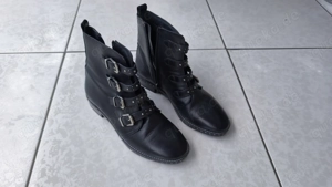  Damen Boots Schwarz 37-38 2-3x getragen Leder Reisverschluss Sch Bild 6
