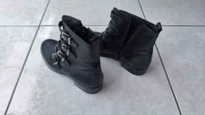  Damen Boots Schwarz 37-38 2-3x getragen Leder Reisverschluss Sch Bild 3