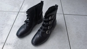  Damen Boots Schwarz 37-38 2-3x getragen Leder Reisverschluss Sch