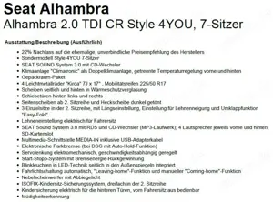 SEAT Alhambra Seat Alhambra 2.0 TDI, 7 Sitze, SHZ, AHK Bild 2