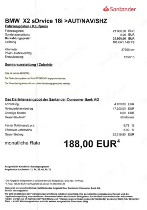 BMW X2 sDrive 18 i 57.300 KM/AUT/NAVI Bild 2