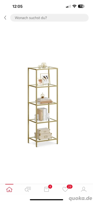 regal gold mit glasablagen