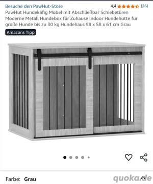 Hundebox indoor, 98x58x61cm, Holz+Metall, hellgrau