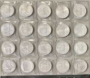 20 x 50 Schilling 1959-1974 Österreich, 334 Gramm Feinsilber