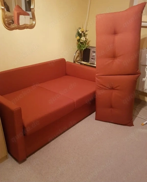 NEUWERTIG! Sehr platzsparende Doppelbettcouch 130x195 - Farbe: terracotta