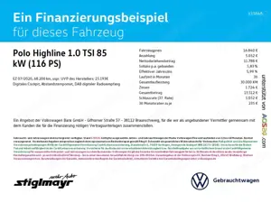 Volkswagen Polo Highline 1.0 TSI ACC+DAB+KLIMA+NAVI+17´ Bild 2