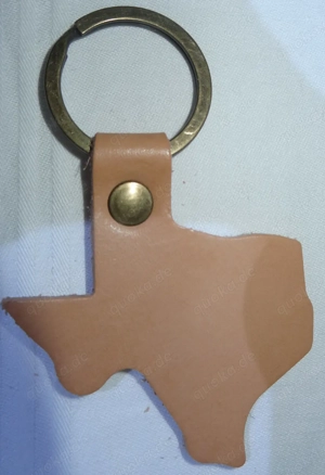 D Schlüsselanhänger Leder hellbraun Andenken Texas USA 6,2x7 Ring 3,4 unbenutzt