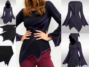 NEU*OVP* Gothic Shirt total klasse mit asymetrischen Ärmeln & Zipfelkaputze   Bild 7