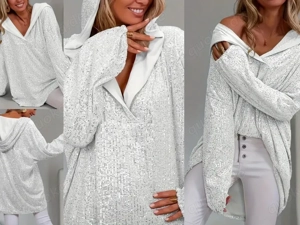 NEU*OVP* toller weißer Pailletten Pullover*Glitzer Tunika* weiß*