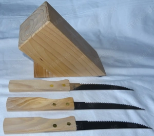 D Messerblock Holz f 6 Messer mit 3x Steakmesser, Block H 11,5 13,2x6,2 wenig benutzt sehr gut erhal