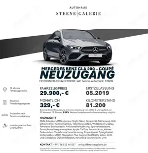 Mercedes-Benz CLA 200 AMG-LINE/NIGHT/RÜCKFAHRK/AMBIENT/TOTWI/T