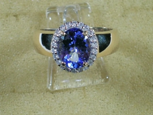 NEU: Ring 18-56,5+20-63 375 Gold AAAA-Tansanit 2 Ct. Brillanten