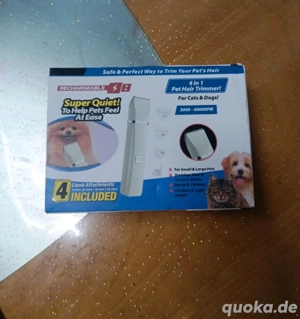 wiederaufladbaren 4-in-1 Tierhaartrimmer für Katzen und Hunde.