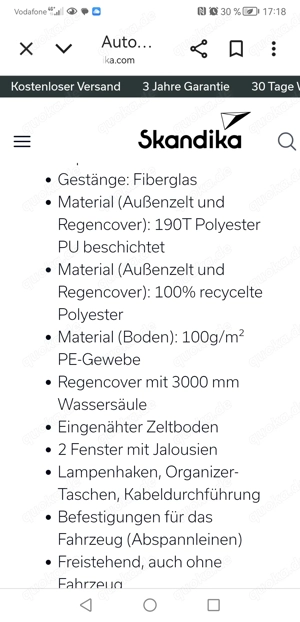 Heckzelt SUV freistend