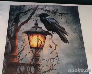Leinwanddruck mystischer Rabe, 30x40 cm, rahmenlos