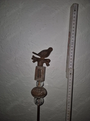 Gartenstecker Deko Vogel Gusseisen   Glas, ca. 100 Bild 2