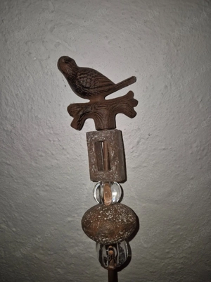 Gartenstecker Deko Vogel Gusseisen   Glas, ca. 100