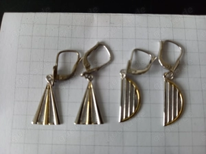 Silberohrringe (925er), 2 Paar, mit goldfarbenen Elementen