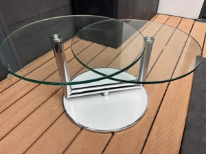 Verkaufe Glas- Couchtisch neuwertig 2 runden Platten 60x60cm 