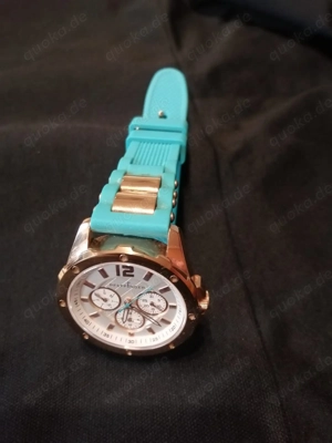 Damen-Armbanduhr türkis rosegold