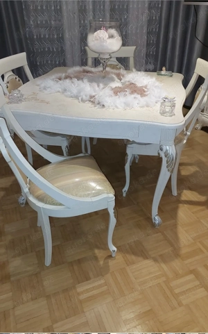 Italienische Barockstil ausziehbare Tisch mit 5 Stühle Bild 2