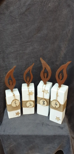 Weihnachtsdeko aus Holz, Advent Holzkerzen Unikat