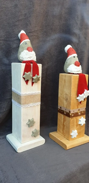 Weihnachtsdeko aus Holz und Beton, Advent Weihnachtsmann Unikat