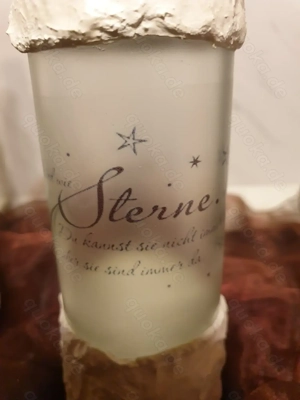  Dekoflasche Flasche mit Lichterkette Shabby Chic Handarbeit Hobby  Bild 2