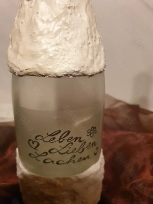  Dekoflasche Flasche mit Lichterkette Shabby Chic Handarbeit Hobby  Bild 4